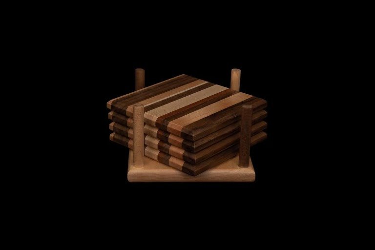 Handcrafted Wood Coasters | Drink Coaster Set | Housewarming Gift